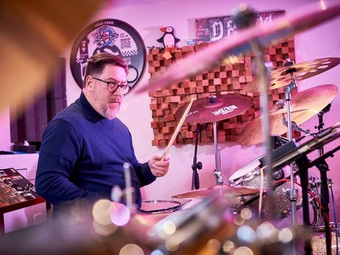 John Park playing drums