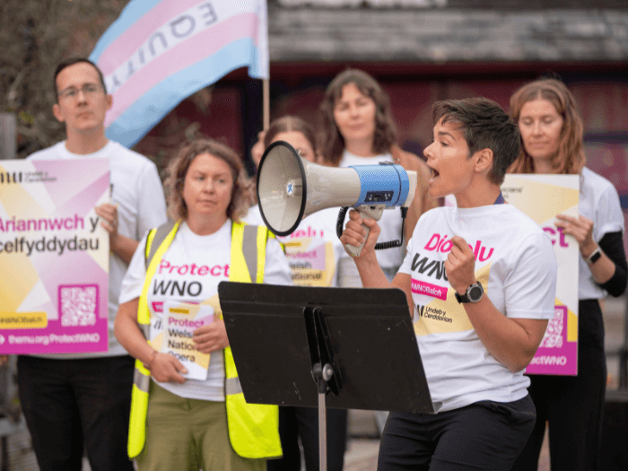WNO members taking Action Short of Strike in Cardiff.